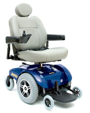 select jazzy electric wheelchair by pride mobility blue