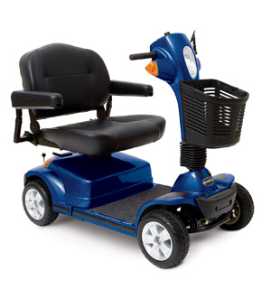 4 wheel electric scooter by pride mobility blue